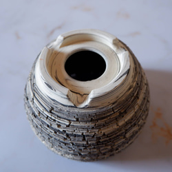 4号白黒練り込み裂紋鉢698　塊根植物　多肉植物　盆栽　植木鉢　作家鉢　沖縄 6枚目の画像