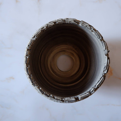 4号白黒練り込み裂紋鉢698　塊根植物　多肉植物　盆栽　植木鉢　作家鉢　沖縄 5枚目の画像