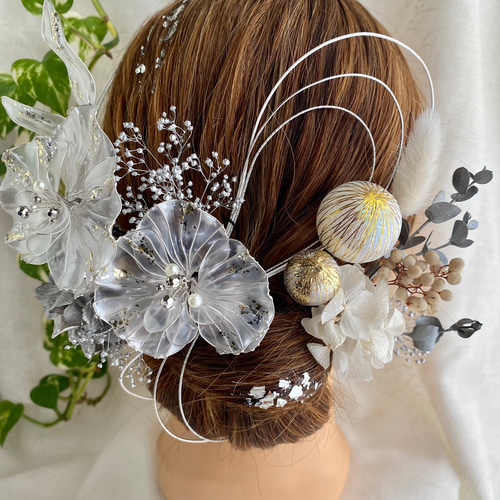 髪飾り 胡蝶蘭 ディップフラワー アメリカンフラワー ドライフラワー