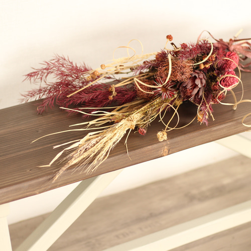 シャビーシックなベンチ ダークブラウン×アンティークホワイト ソファ