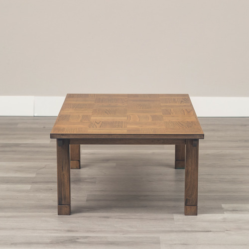 こたつ オーク突板 ブロック調天板 ヴィンテージ風 135幅 4人用 継脚1