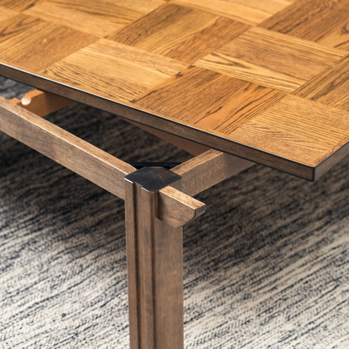 こたつ オーク突板 ブロック調天板 ヴィンテージ風 135幅 4人用 継脚1