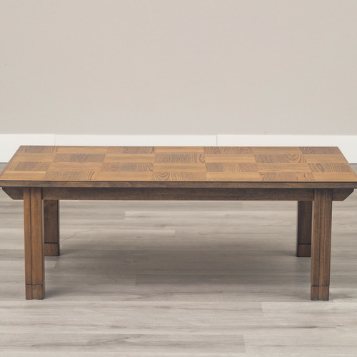 こたつ オーク突板 ブロック調天板 ヴィンテージ風 135幅 4人用 継脚1