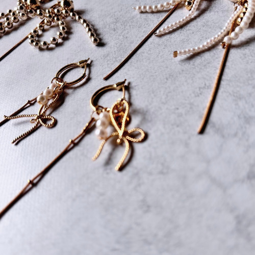 coco vanilla* 【付け替えチャーム】パールチェーン フープ ピアス