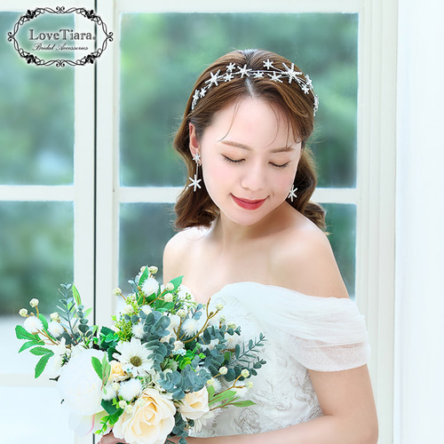 ツインスターイヤリング/ピアスRE-32|花嫁 ウエディング 結婚式 大ぶり 
