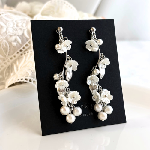 【No.650-a】気まぐれ 淡水パール　天然石　唯一無二のイヤリング/ピアス Quartz×Pearl/ピアス イヤリング | nenenjewelry