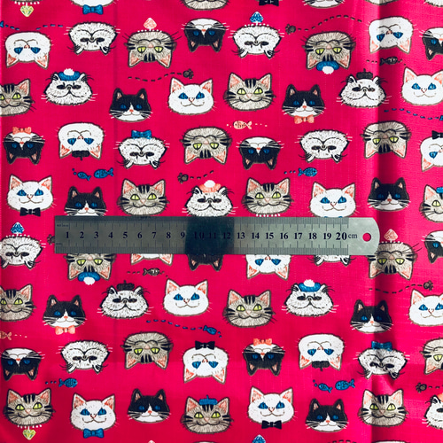 猫柄 ナイロン 撥水加工 かわいい 新品 美品 手芸材料 ハンドメイド
