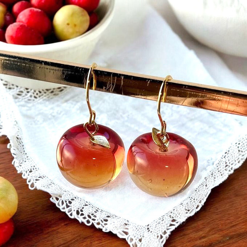 ヨウム レジン ピアス イヤリング+100円 赤 プチヨウム ヨウム レジン