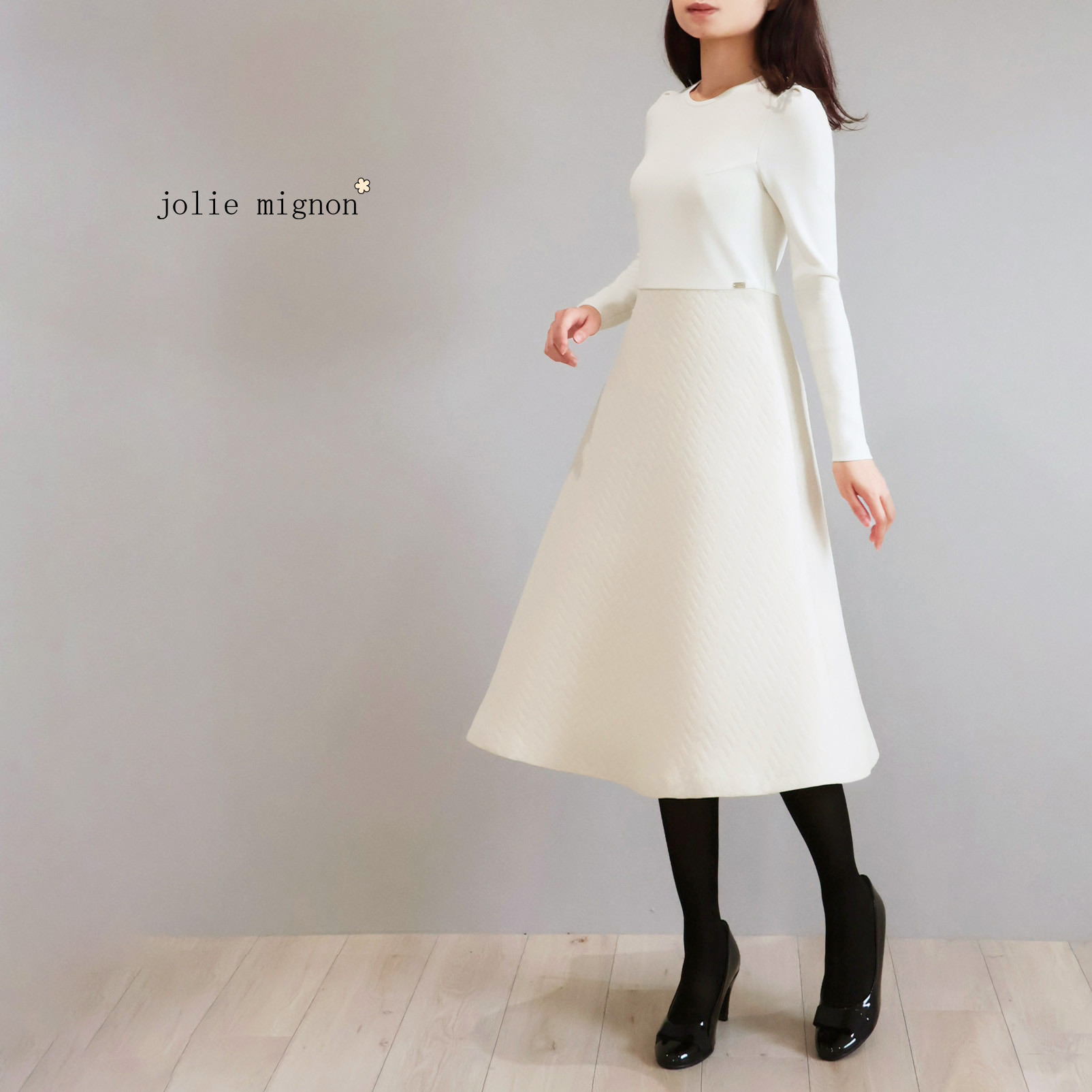 【今月まで出品】VERMEILpariena キルティング風ジャガードワンピース VERMEIL par ienaのコーディネートスナップ（keity）｜VERMEIL