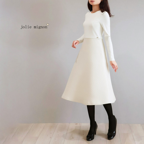 キルティングジャガード ドッキングワンピース【オフホワイト