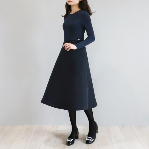 ジョリーミニョン　ポケットリボン付きジャガードワンピースjolie mignon グログランジャガード エレガントワンピース【JM2355BE】 商品