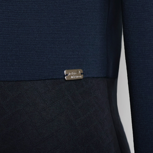 キルティングジャガード ドッキングワンピース【ダークネイビー