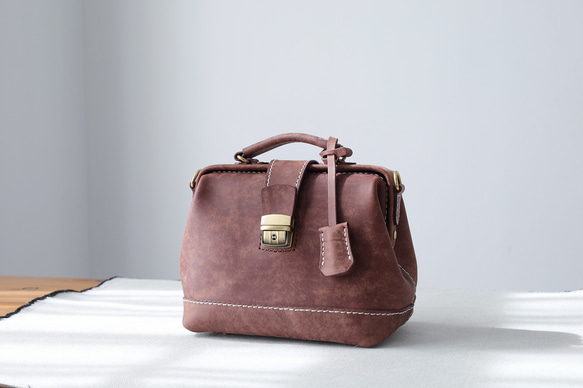 [Kisenha] 高品質真皮手工皮革皮夾、單肩包、全手工縫製、手提、單肩包、2 用包 第2張的照片