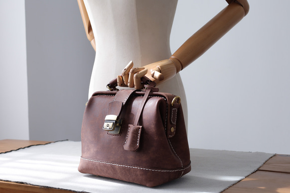 [Kisenha] 高品質真皮手工皮革皮夾、單肩包、全手工縫製、手提、單肩包、2 用包 第16張的照片