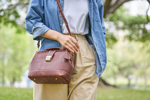 [Kisenha] 高品質真皮手工皮革皮夾、單肩包、全手工縫製、手提、單肩包、2 用包 第18張的照片