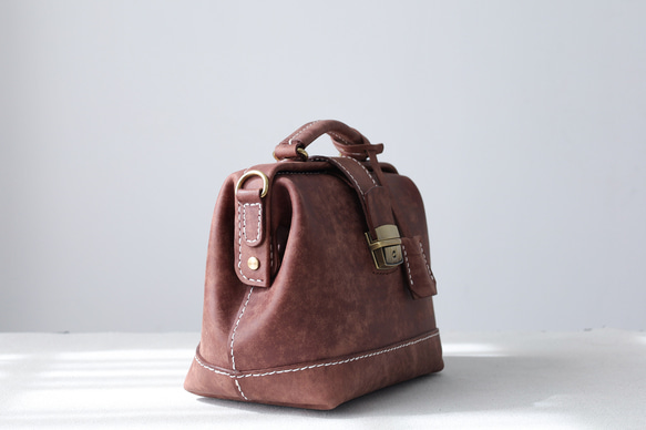 [Kisenha] 高品質真皮手工皮革皮夾、單肩包、全手工縫製、手提、單肩包、2 用包 第7張的照片