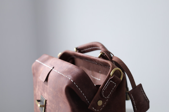 [Kisenha] 高品質真皮手工皮革皮夾、單肩包、全手工縫製、手提、單肩包、2 用包 第13張的照片