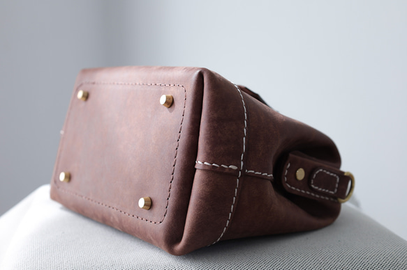 [Kisenha] 高品質真皮手工皮革皮夾、單肩包、全手工縫製、手提、單肩包、2 用包 第11張的照片