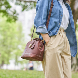 [Kisenha] 高品質真皮手工皮革皮夾、單肩包、全手工縫製、手提、單肩包、2 用包 第5張的照片