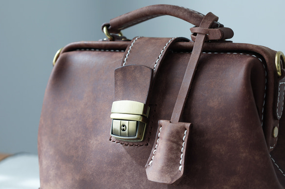 [Kisenha] 高品質真皮手工皮革皮夾、單肩包、全手工縫製、手提、單肩包、2 用包 第8張的照片