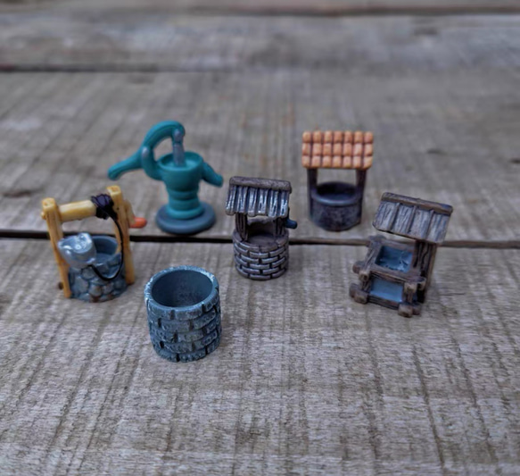 ミニチュア バケツ付き井戸 井戸用手押しポンプ 6点セット テラリウム