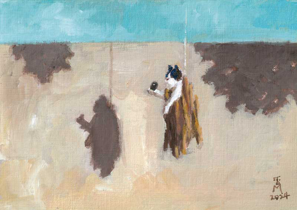 ミノムシ君に作ってもらった(アクリル絵の具による猫のイラスト