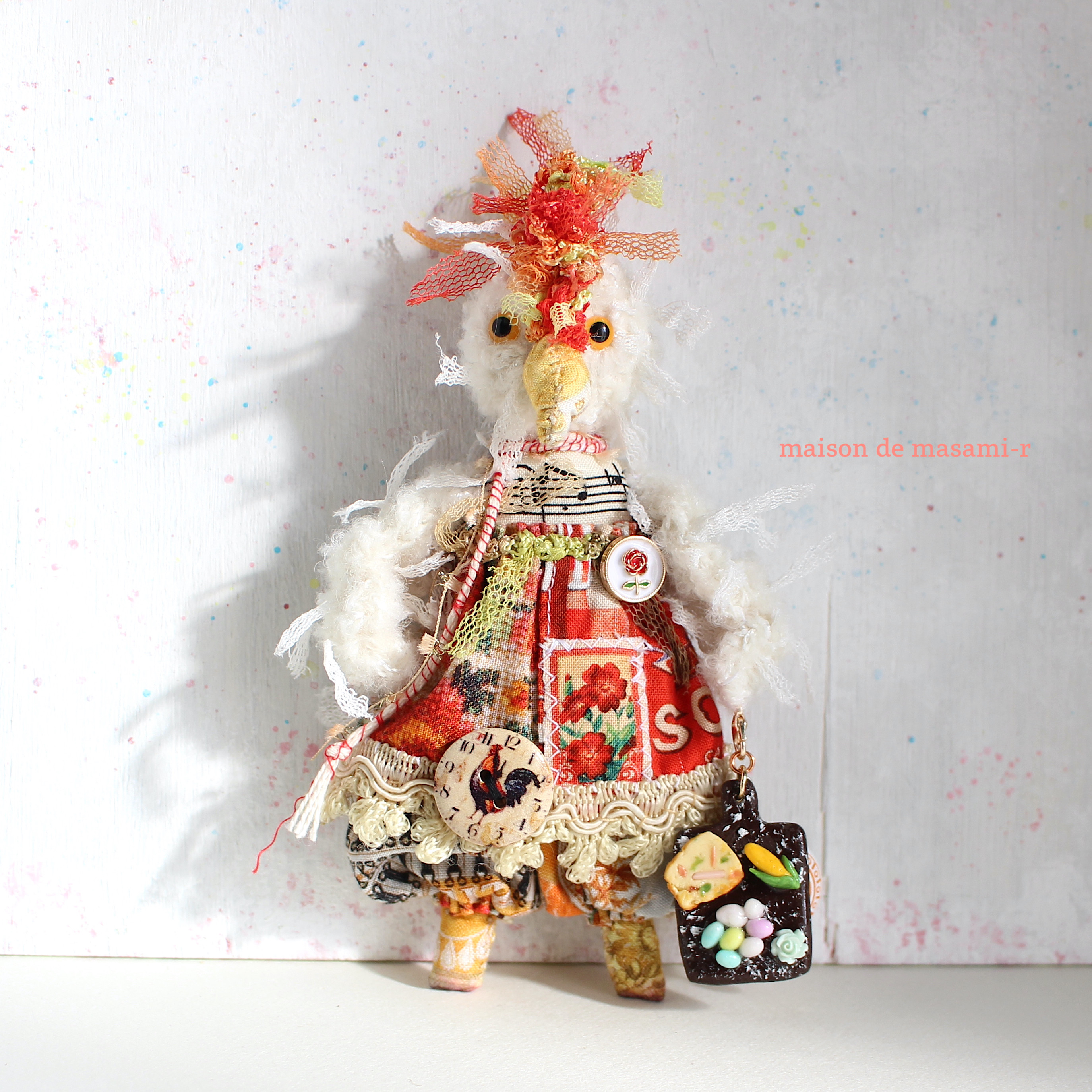 にわとり（白）のミニぬいぐるみ 15cm バックチャーム付き moda