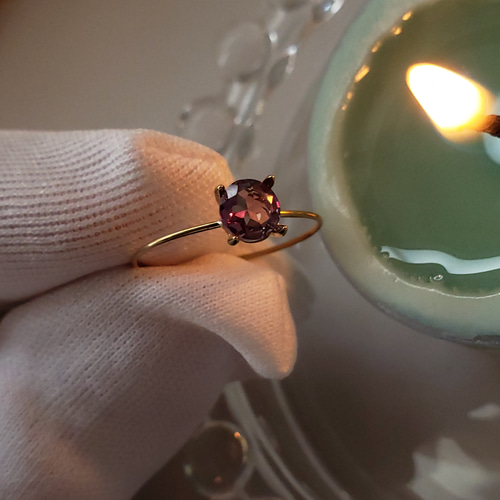 カジュアル K10 リング 合成石 カラーチェンジアレキサンドライト