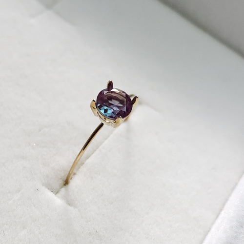 カジュアル K10 リング 合成石 カラーチェンジアレキサンドライト