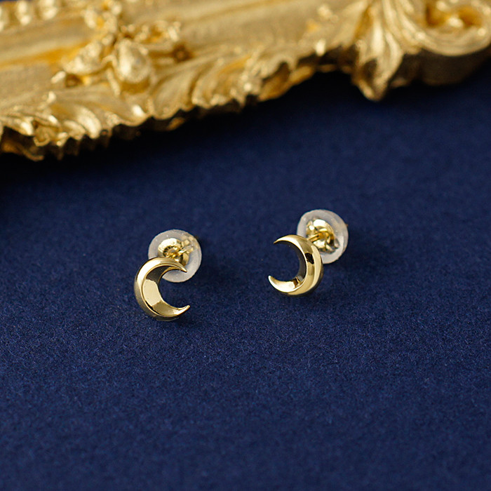k18 ゴールド ムーンピアス 月 地金 スタッドピアス 18金 18k お守り pc_mon
