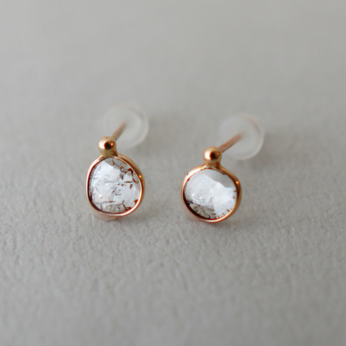 ☆【スーパーセール】【K10】スライスダイヤモンドピアス