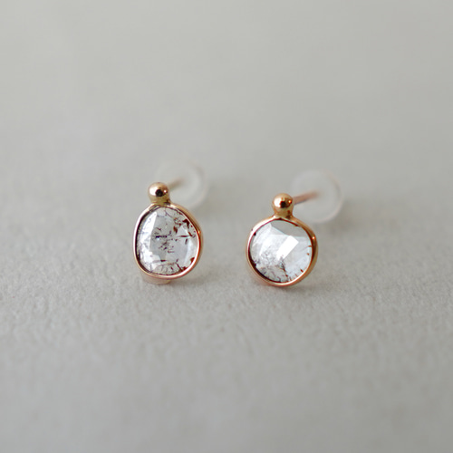 ☆【スーパーセール】【K10】スライスダイヤモンドピアス 【誕生石  