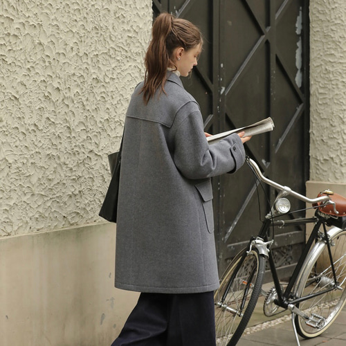 2色 ウール混ミドル丈ダッフルコート ポケット付き【冬春秋】ベージュ