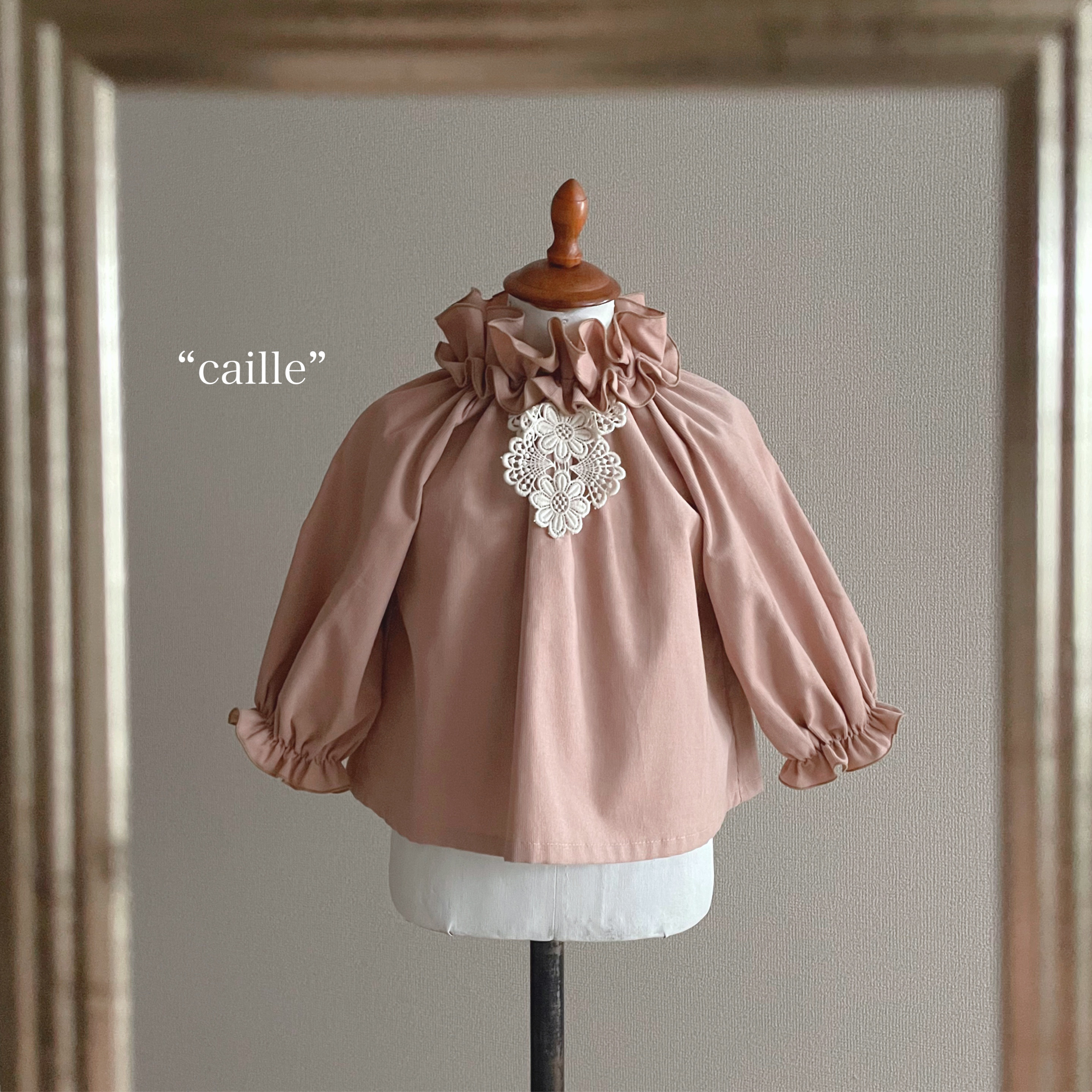 ✂︎ “caille”  90size 暖かなコーデュロイのスモックブラウス　ひな祭り 桜 セレモニー