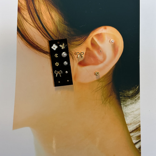 耳ツボジュエリー/貼るピアス【金粒10個セット】 イヤリング