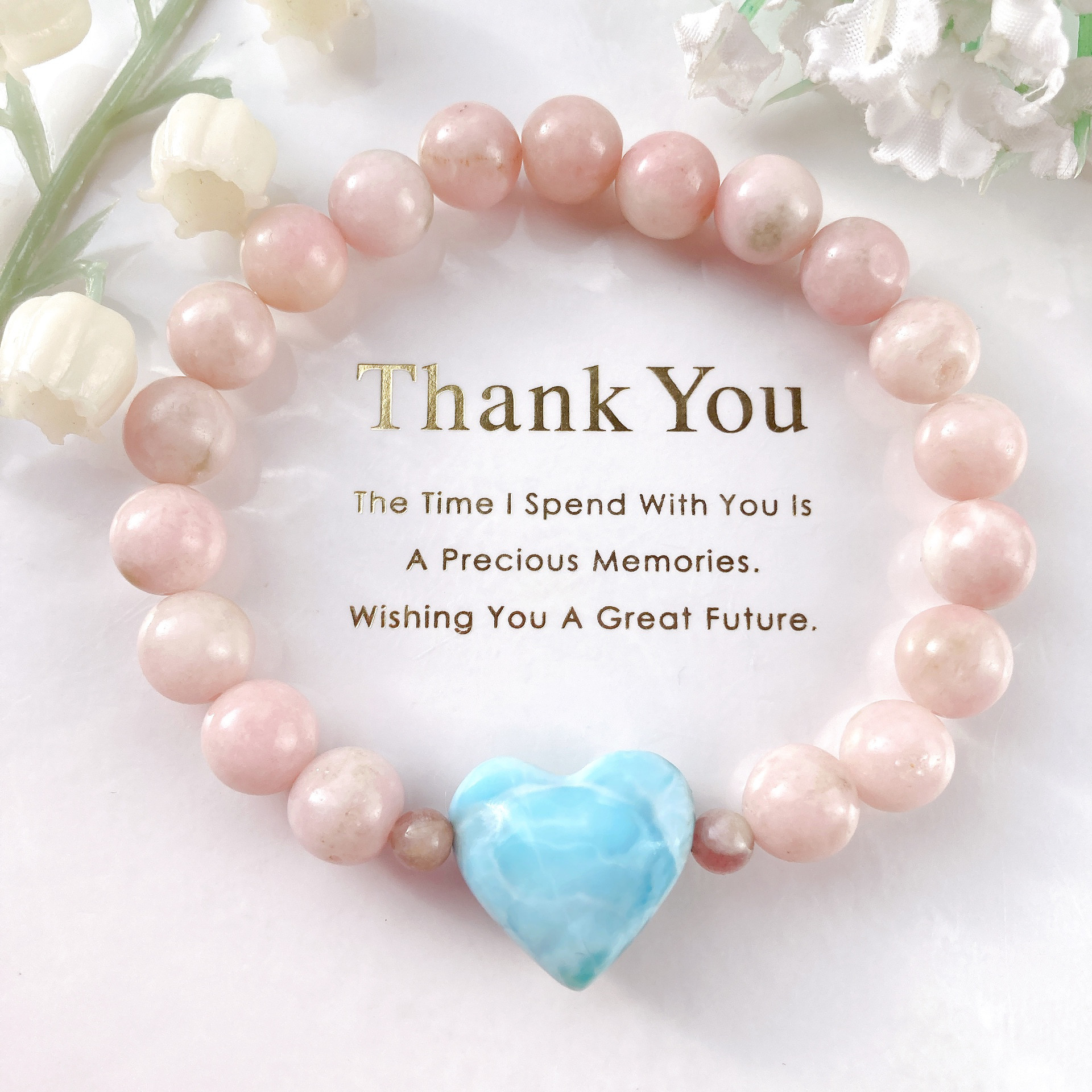 キュープライトラリマーぷっくりハートピンクアマゾナイト天然石ブレスレットレッドラリマーチョコレートラリマーチョコラリマー