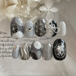 成人式 前撮り 振袖 卒業式 入学式 袴 和柄 くすみカラー ネイルチップ