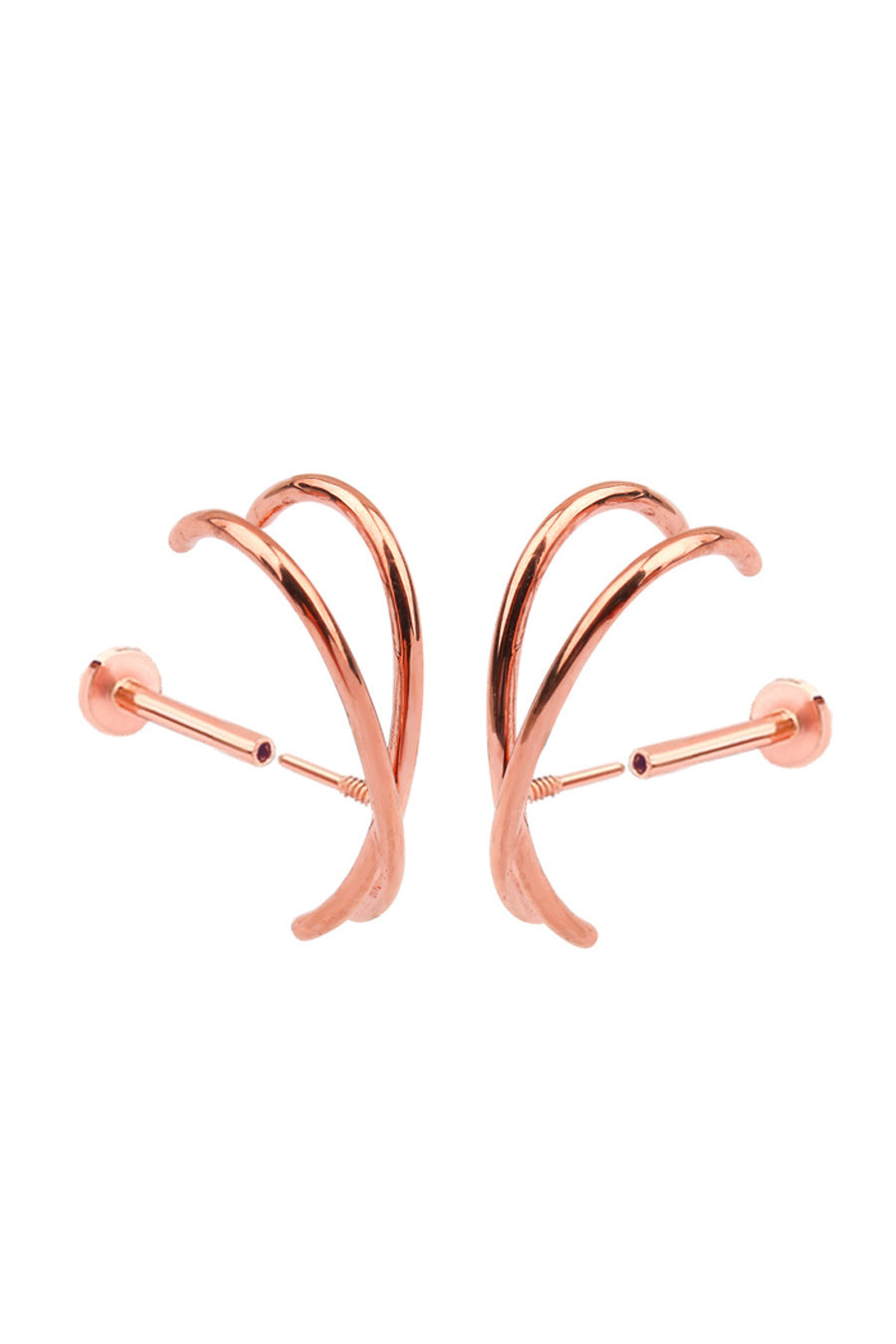 14Kゴールド X 湾曲バンドバー インナーコンク イヤリング ピアス ラブレット