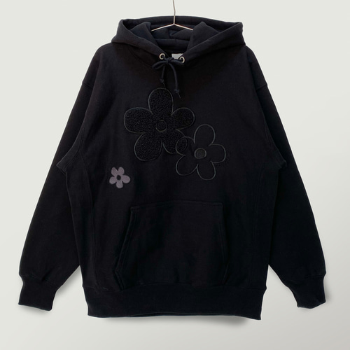 MAYOFGMN 刺繍パーカー 黒 刺繍☆パーカー【プルオーバー】／冬のもこもこ 12oz パーカー