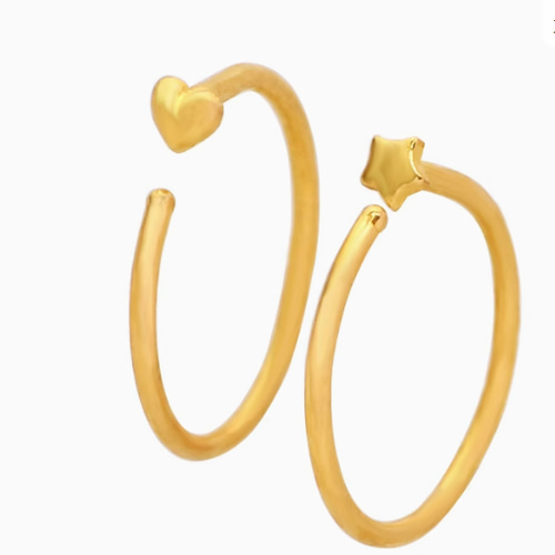 24K（片耳）K24純金フープピアス24金ピアス24K純金開口式の