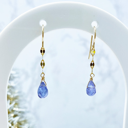 14kgf 12月誕生石 タンザナイト スタッドピアス イヤリング 12月誕生石