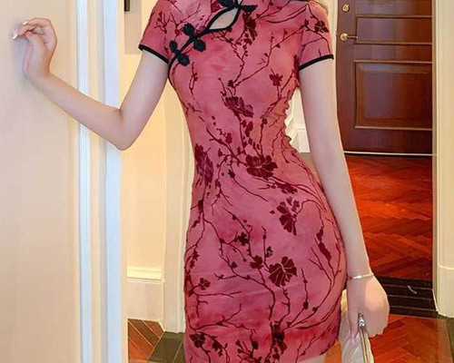 ☆半袖☆ジャガード チャイナ ミニ丈 ワンピ パーティ ドレス チャイナドレス ミニ 通販 チャイナ服 チャイナ ワンピース