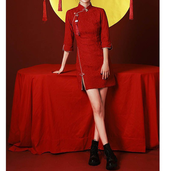 チャイナドレス ミニ チャイナドレス コスプレ 衣装 チャイナ服 七分丈