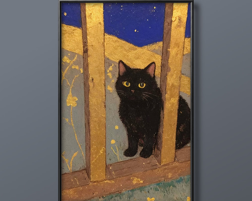 藤城清治/影絵.切絵.版画ポスター(黒猫)アート.インテリア.ペット.黒猫.ねこ 楽天市場】2枚セット 額入り アートポスター 33×43cm アート