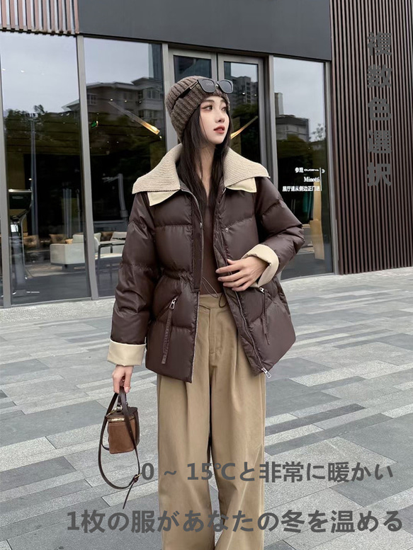 2重襟ジョイントレザーダウンジャケットレディースミドル丈2024