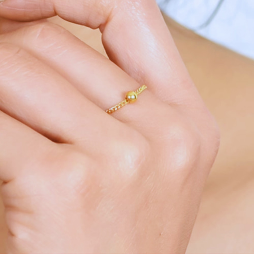 K24K24金チェーンリング24金ゴールド指輪 幅1.5mm+3.5mm球重ね付けOK