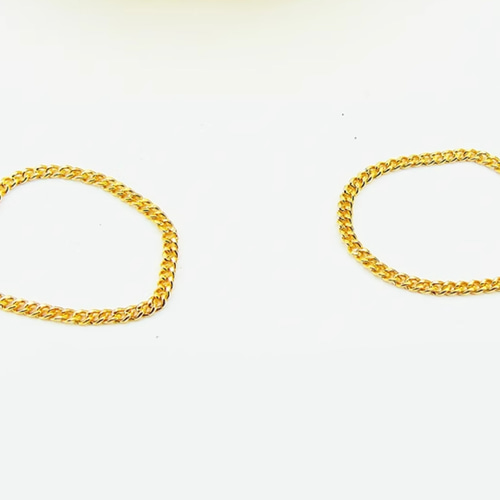 【新品】リラ★10kゴールド チェーンリング 重ね着け可能　15号 新品】リラ☆10kゴールド チェーンリング 重ね着け可能 15号