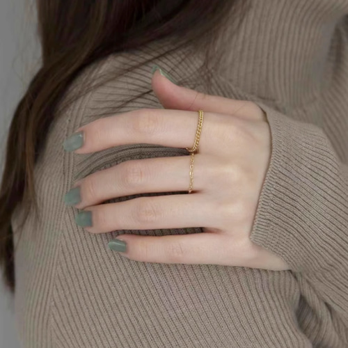 『美品』 ゴールド チェーンリング 指輪 ステンレス 重厚 ゴールド リング メンズ 18k gp 指輪 喜平