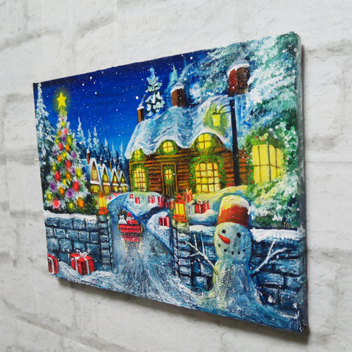 油絵 油彩 油彩画 絵 絵画 【暖かい冬】 油絵 油彩 油彩画 絵 絵画 【Xmas】 絵画 HR 通販 18572644