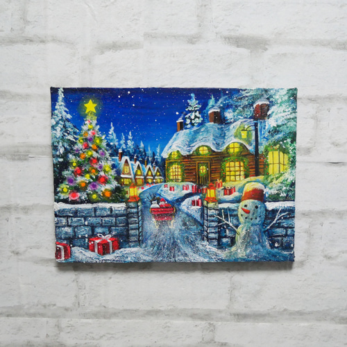 絵画(油絵) 油絵 絵画 【湖のライトアップ】 絵画 HR 通販 13157729